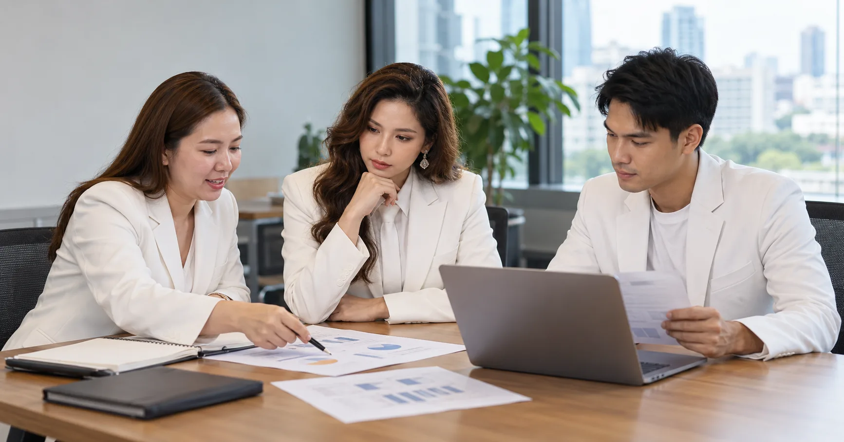 ทีมผู้บริหารร่วมทบทวนรายงานและข้อมูลการดำเนินงาน เพื่อประเมินคุณภาพการเติบโตของธุรกิจให้รอบด้าน ทั้งกำไร กระแสเงินสด ภาระงาน และการกระจุกตัวของลูกค้า ภาพประกอบบทความ “ยอดขายโต แต่ธุรกิจแข็งแรงขึ้นจริงหรือ? ผู้บริหารควรดูอะไรนอกจากรายได้” สื่อถึงการใช้ข้อมูลประกอบการตัดสินใจก่อนขยายธุรกิจ
